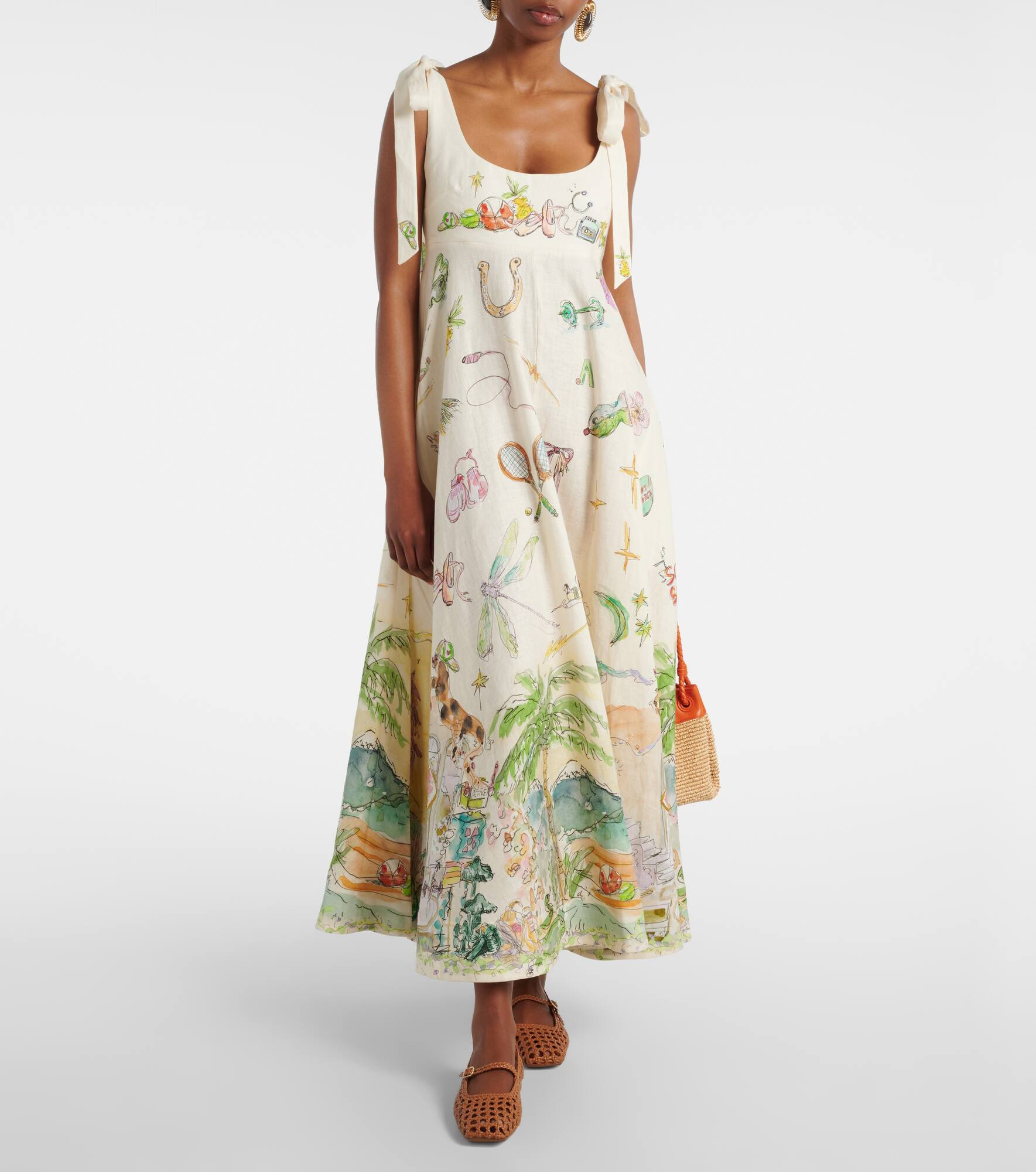 Anouk printed linen midi dress - 2