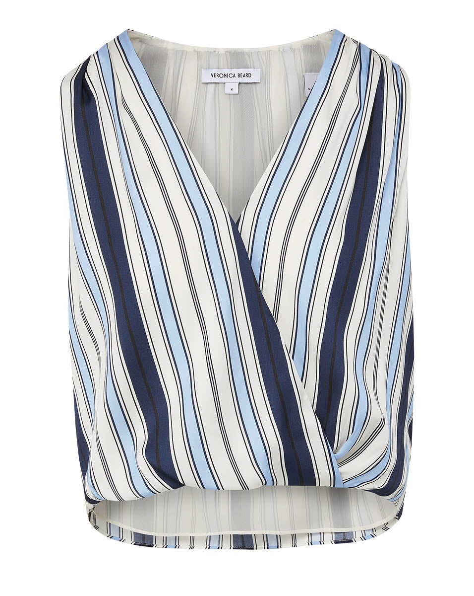 RAHI STRIPED STRETCH-SILK TOP - 1