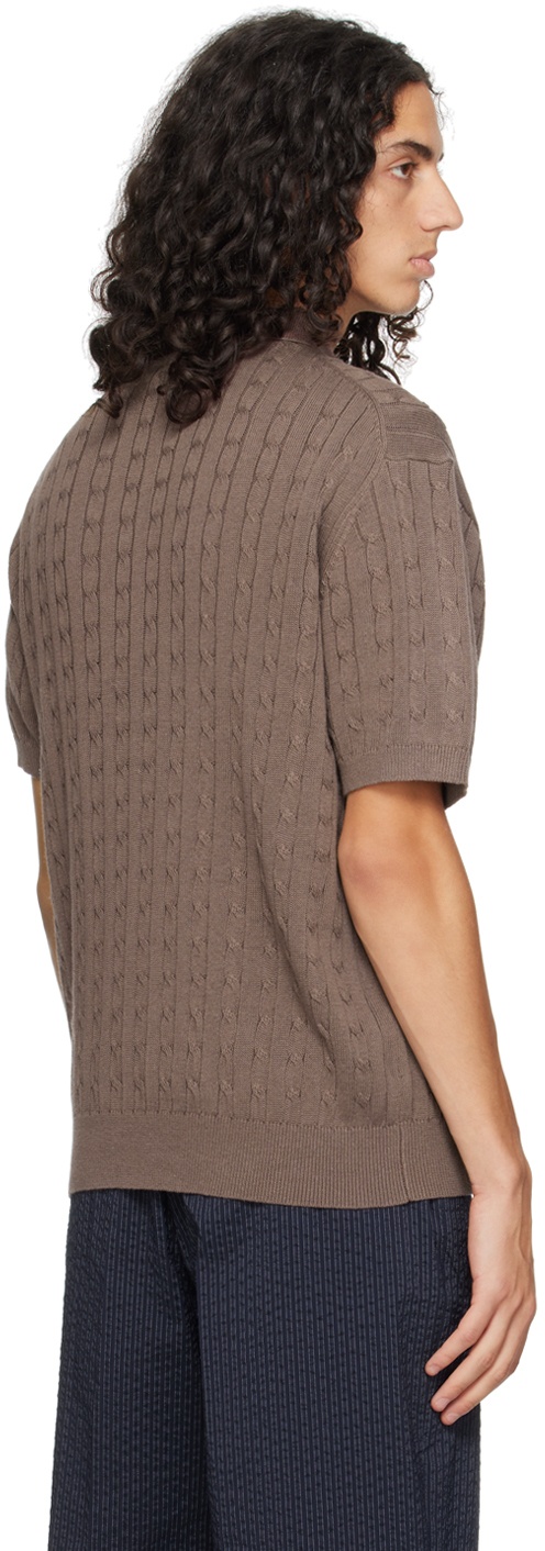 Brown Cable Knit Polo - 6