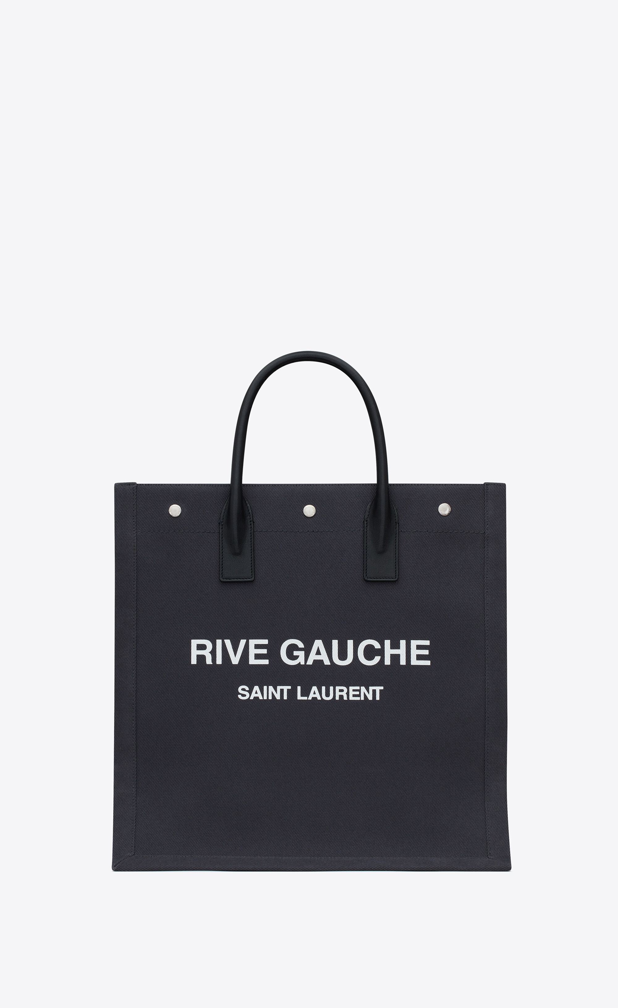 rive gauche north/south tote bag in printed canvas and leather - 1