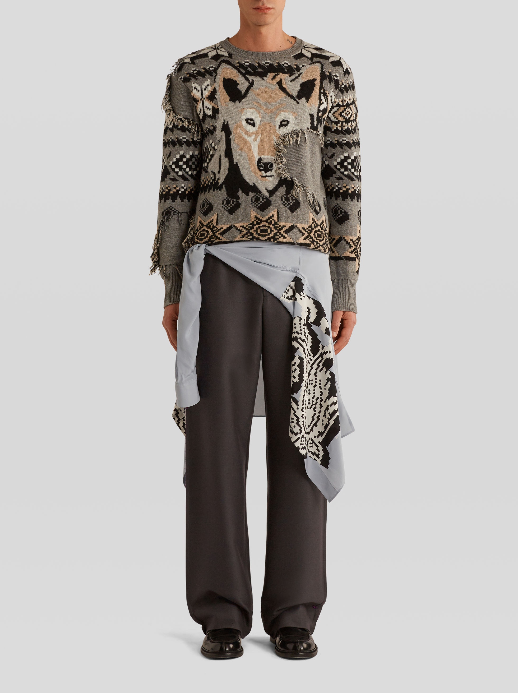 PALAZZO TROUSERS WITH CONTRASTING OPEN SIDE - 3