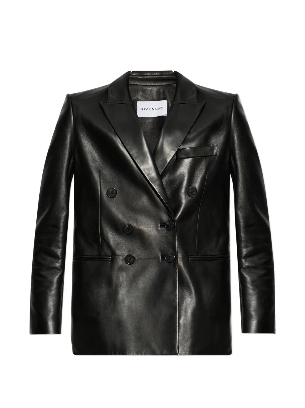 double-breasted leather jacket - 1
