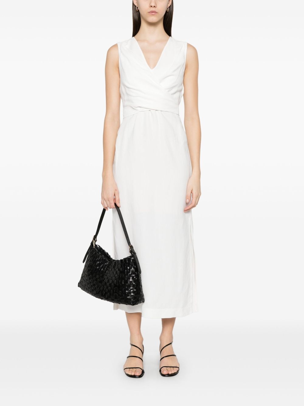 twill wrap midi dress - 2