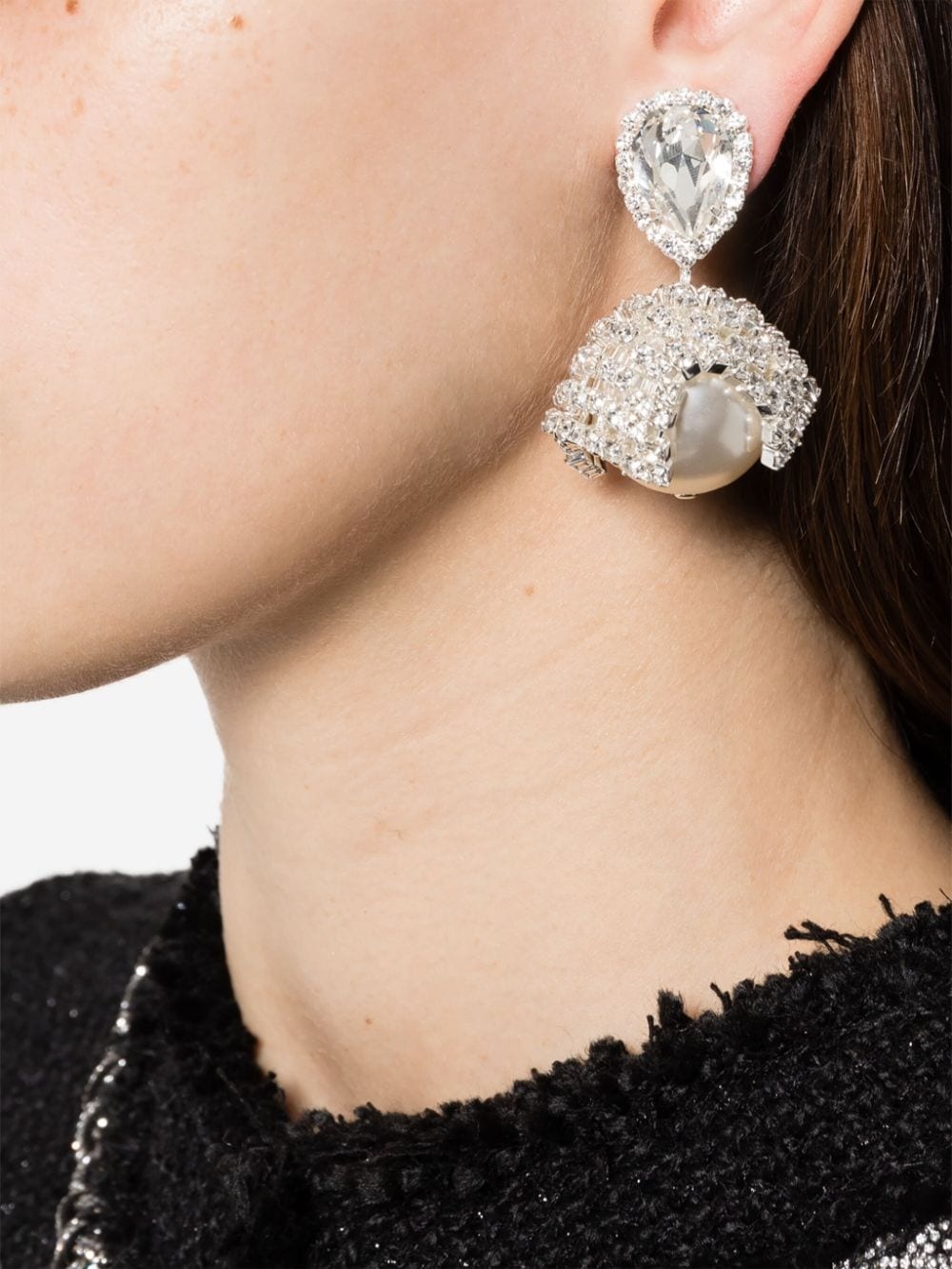 crystal-embellished clip-on earrings - 2