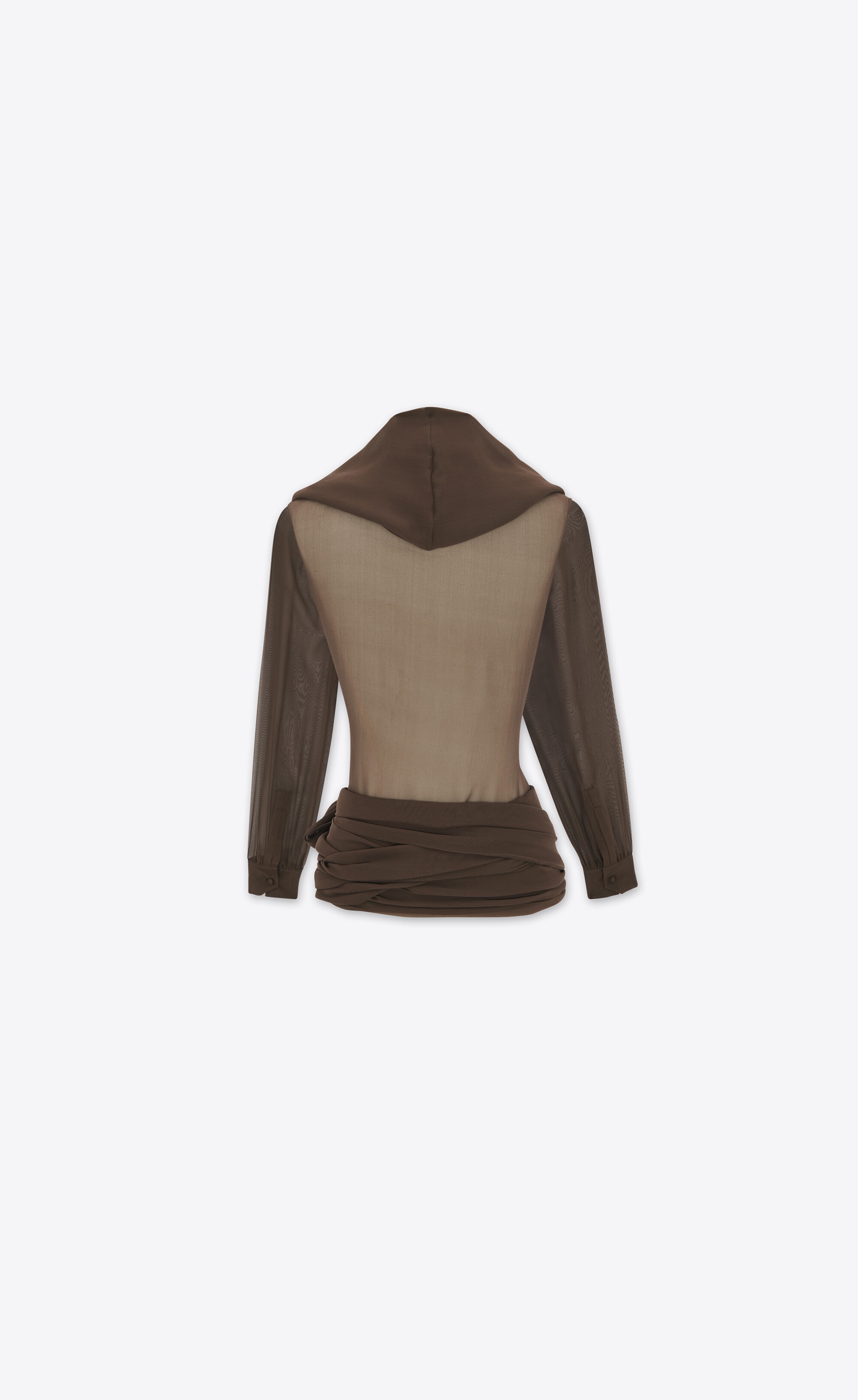 hooded wrap blouse in silk muslin crepe - 3