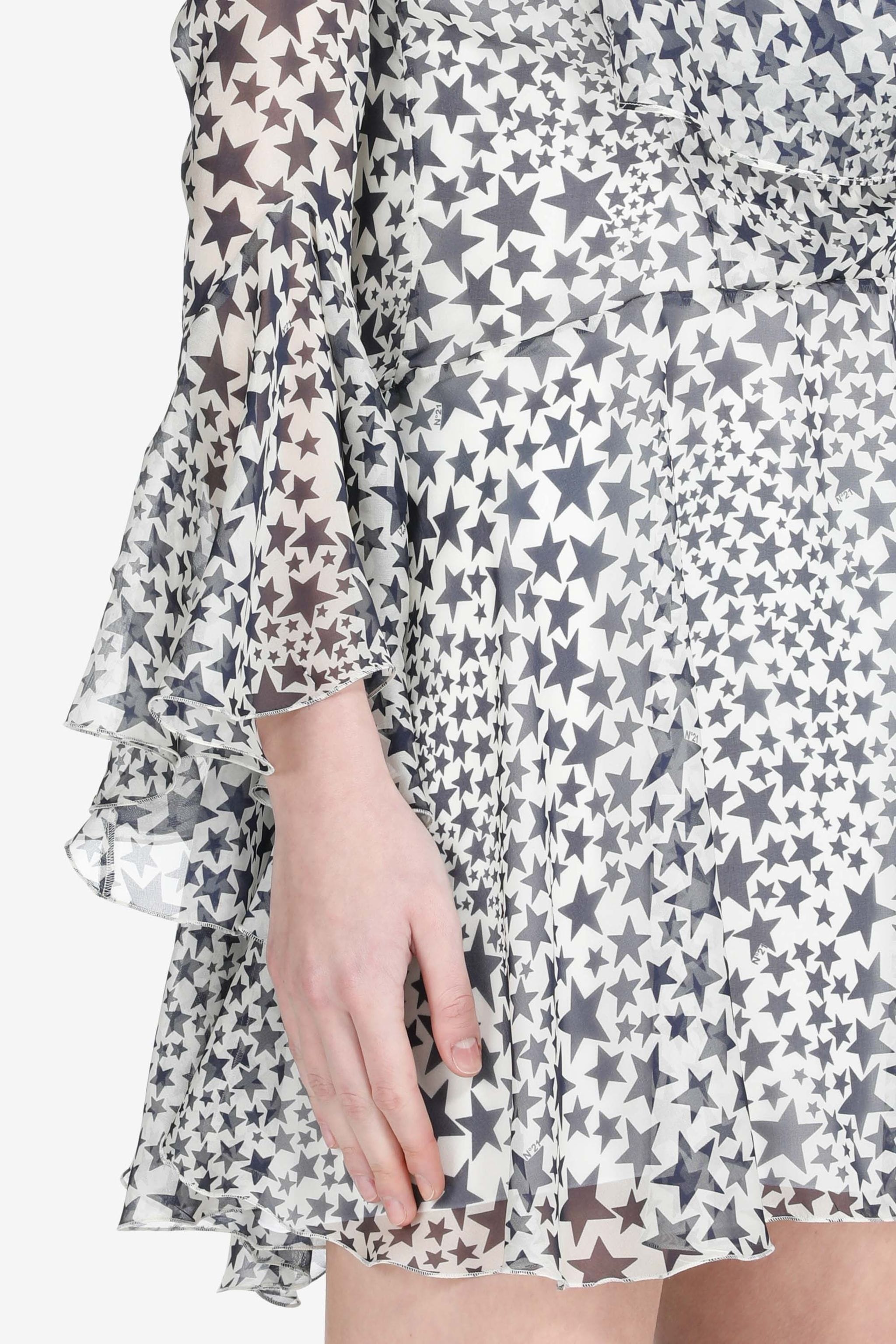 STAR PRINT SILK MINI DRESS - 4