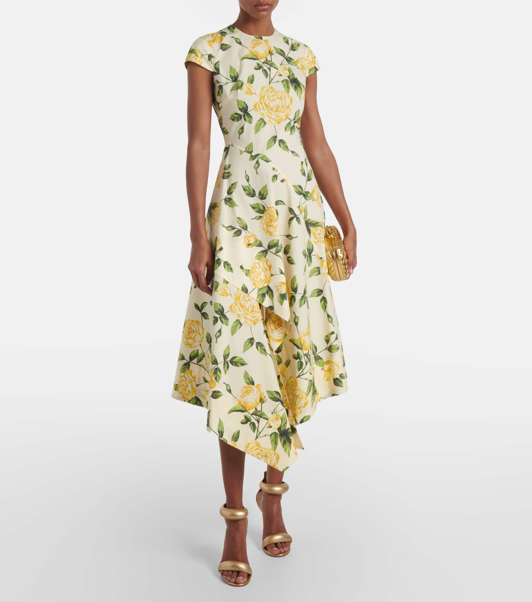 Floral cotton-blend poplin midi dress - 2