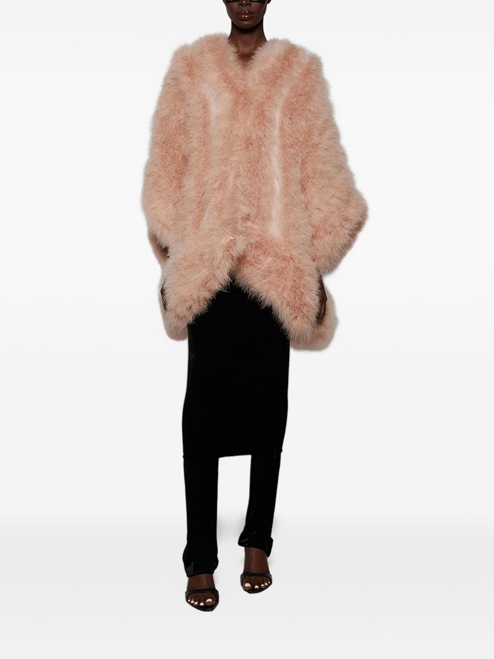 silk faux fur coat - 2