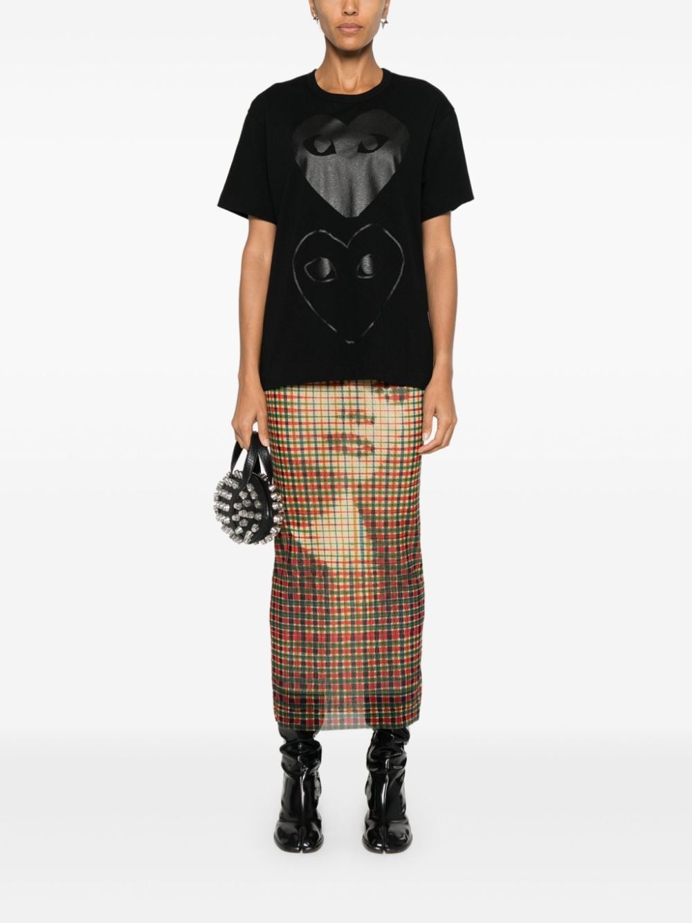 double heart-print T-shirt - 3