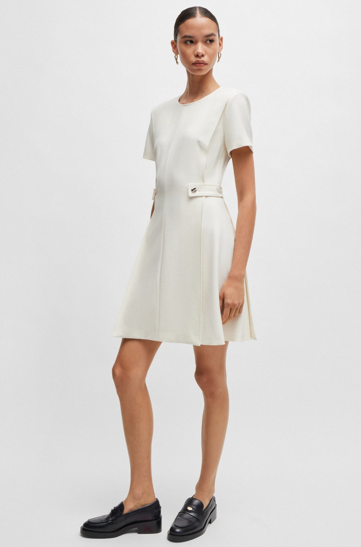 REGULAR-FIT DRESS IN STRETCH FABRIC WITH HARDWARE BUTTONS - 6