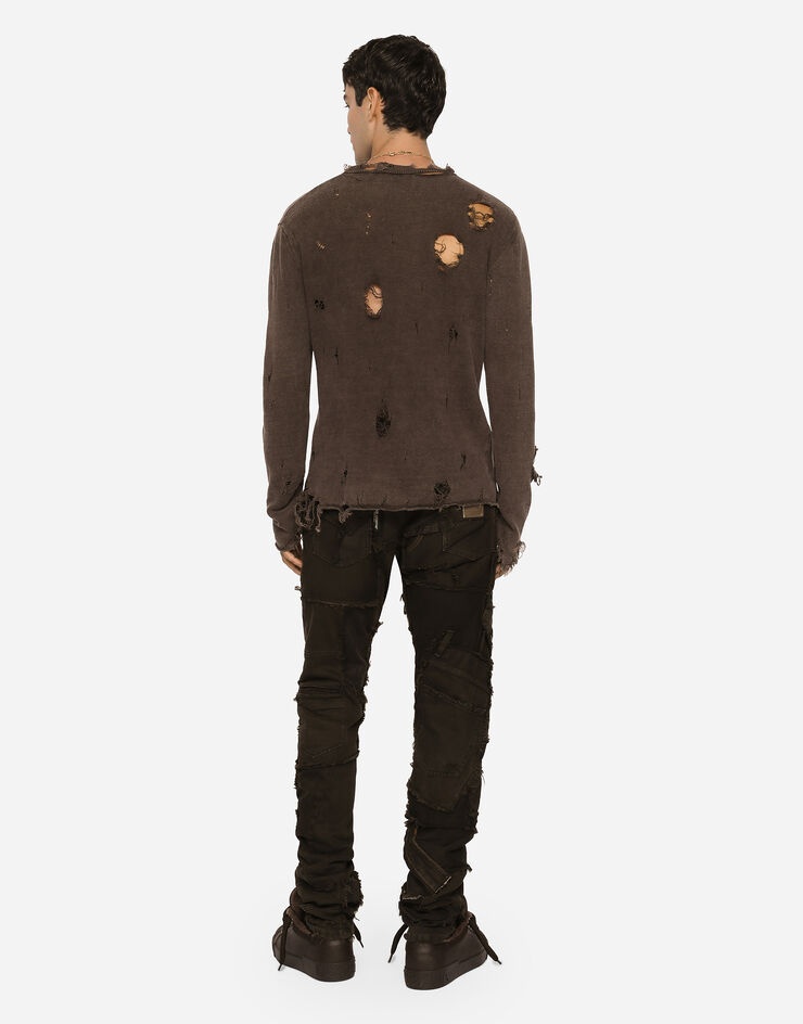 Slim-fit overdyed patchwork jeans - 5