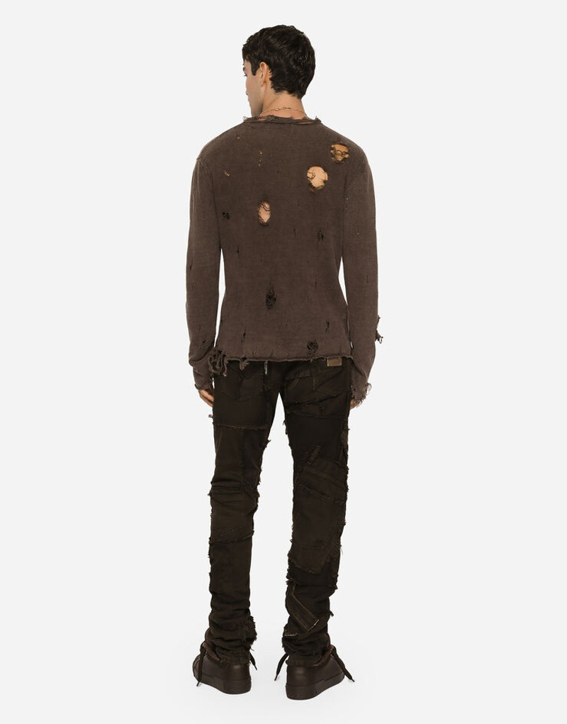 Slim-fit overdyed patchwork jeans 5