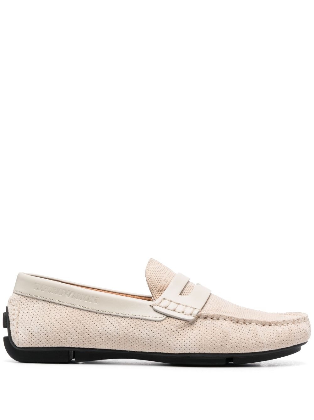 flocked-logo driving loafers - 1