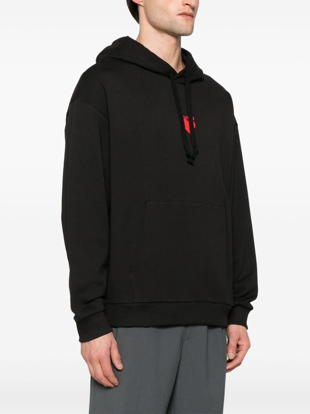 heart-print cotton hoodie - 3