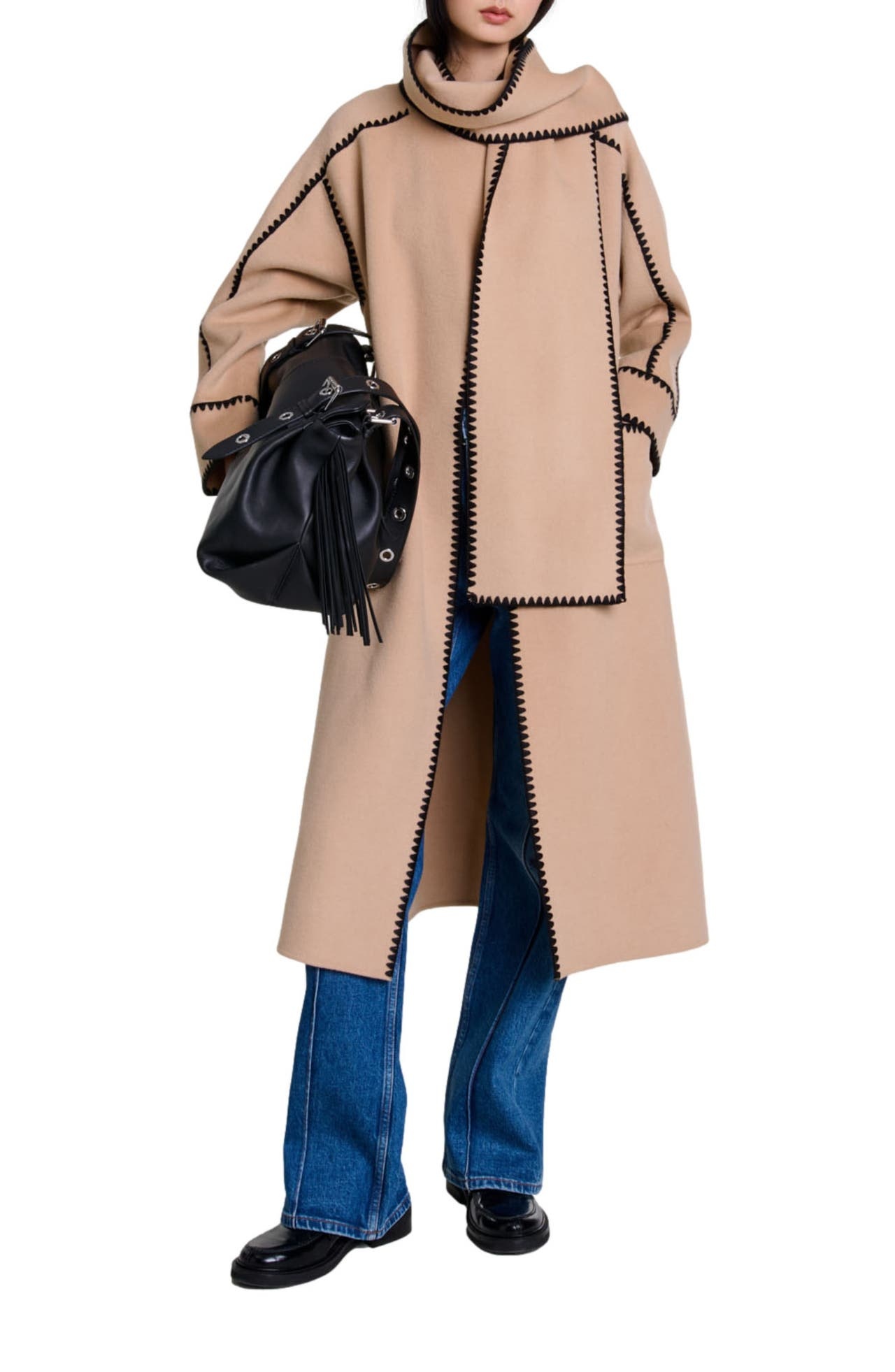 maje Two-tone double-faced coat in Ecru at Nordstrom - 1