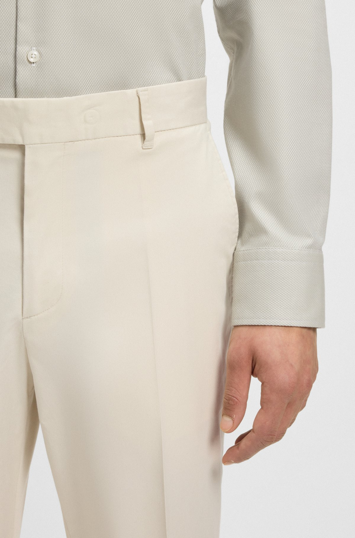 MACHINE-WASHABLE TAPERED-FIT TROUSERS IN STRETCH FABRIC - 5