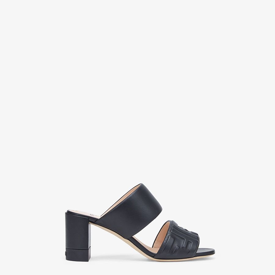 Black leather slides - 1