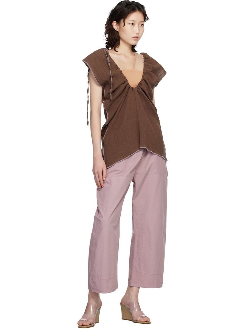 BASERANGE Brown Crinkle Linen Max Blouse outlook