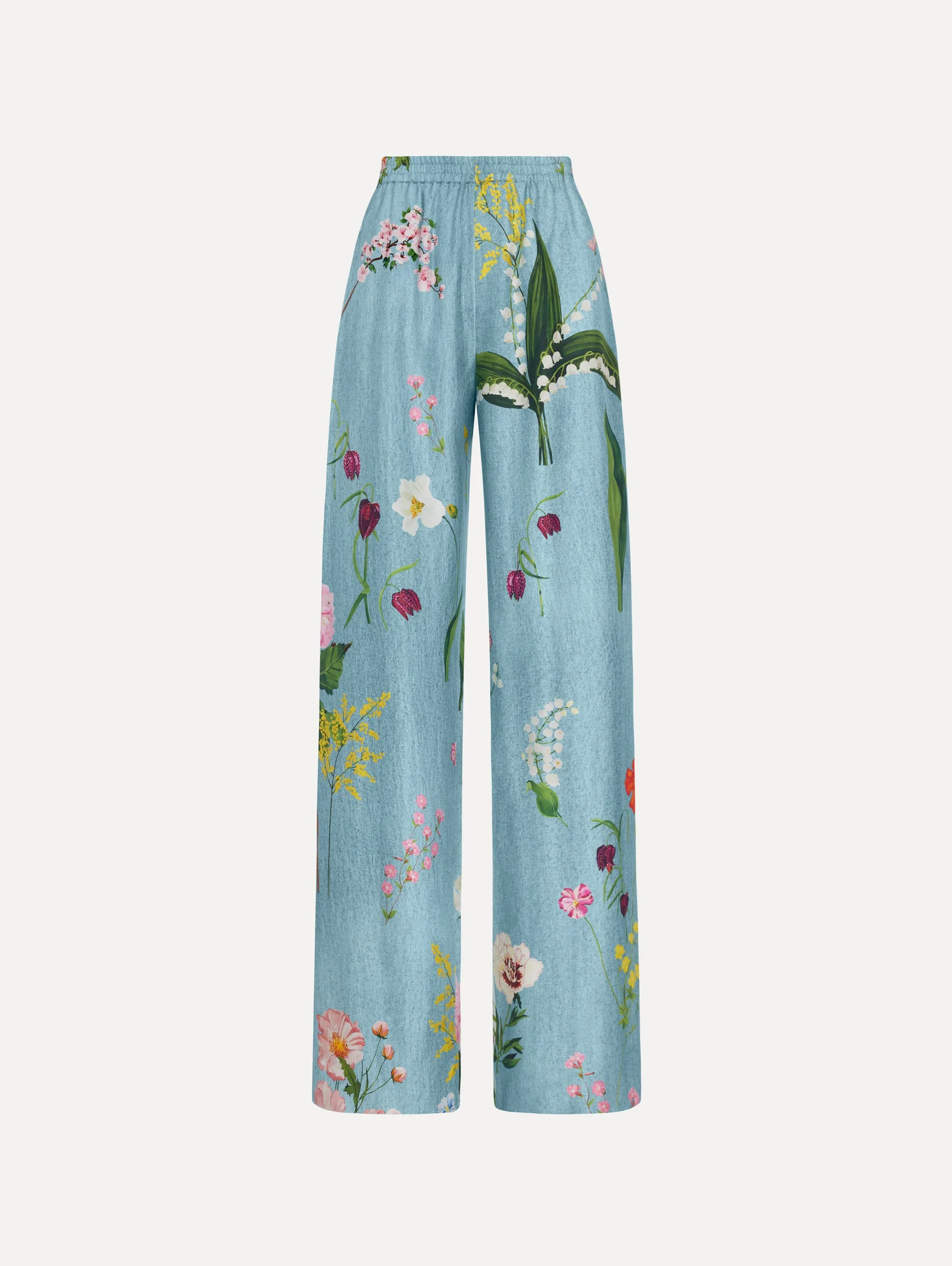 MIXED BOTANICAL SILK TWILL PANT - 1
