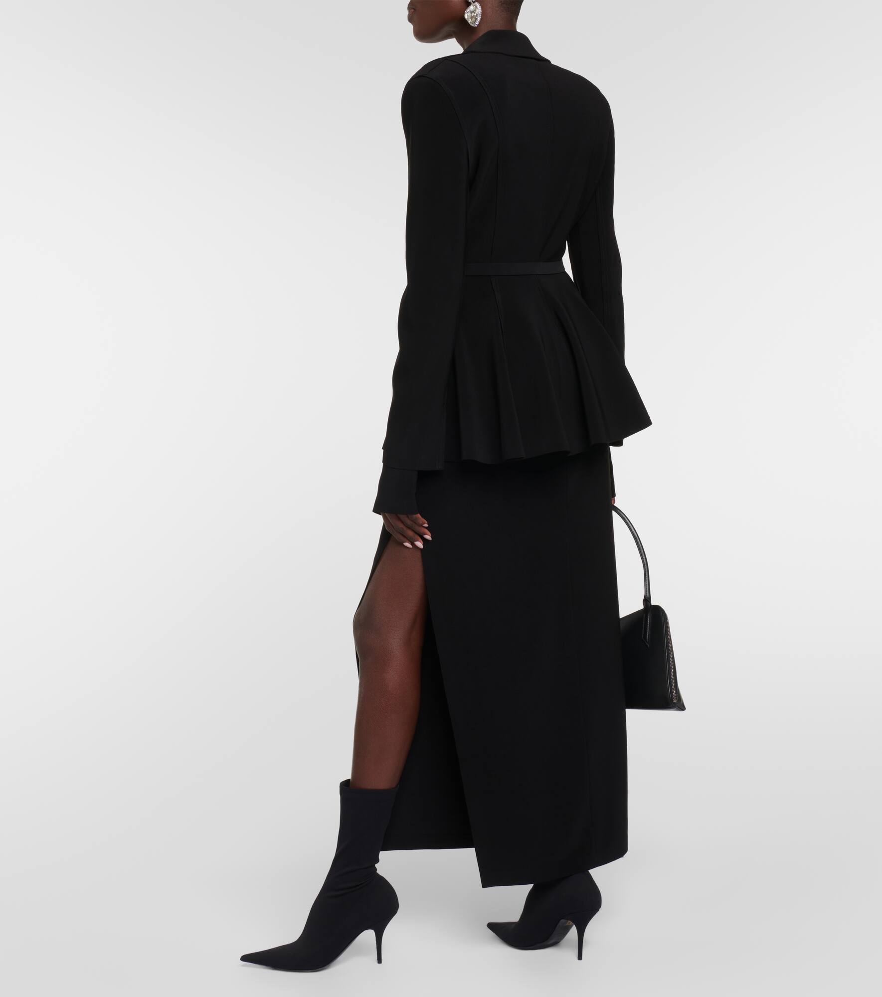 Belted peplum-hem jersey blazer - 3
