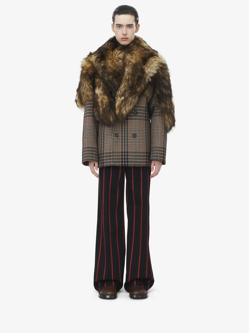 Shearling Stole Wool Peacoat - 3