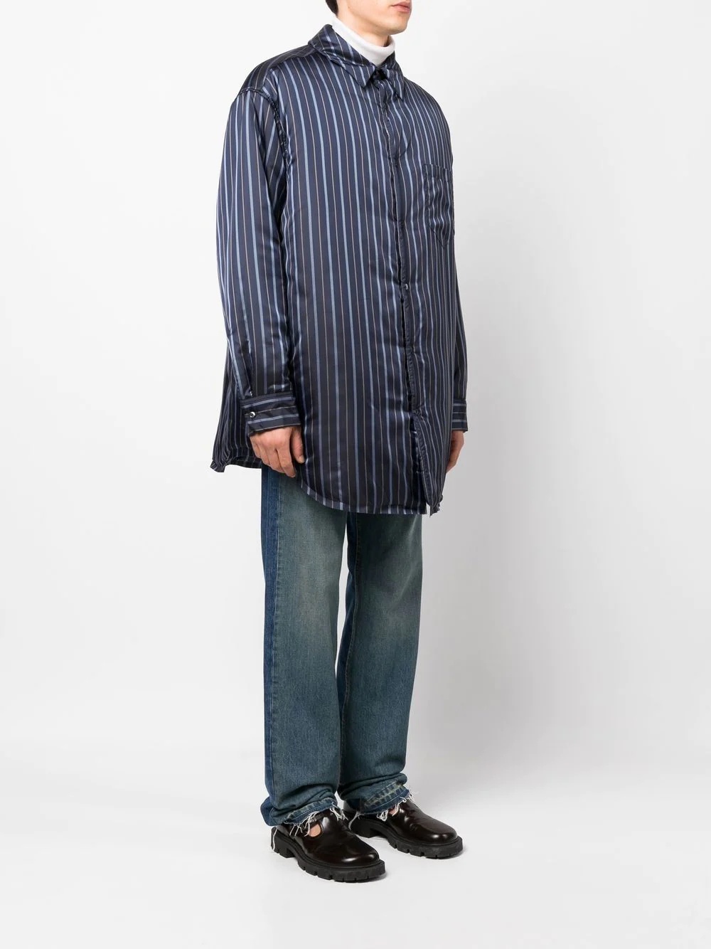 padded stripe-print coat - 4