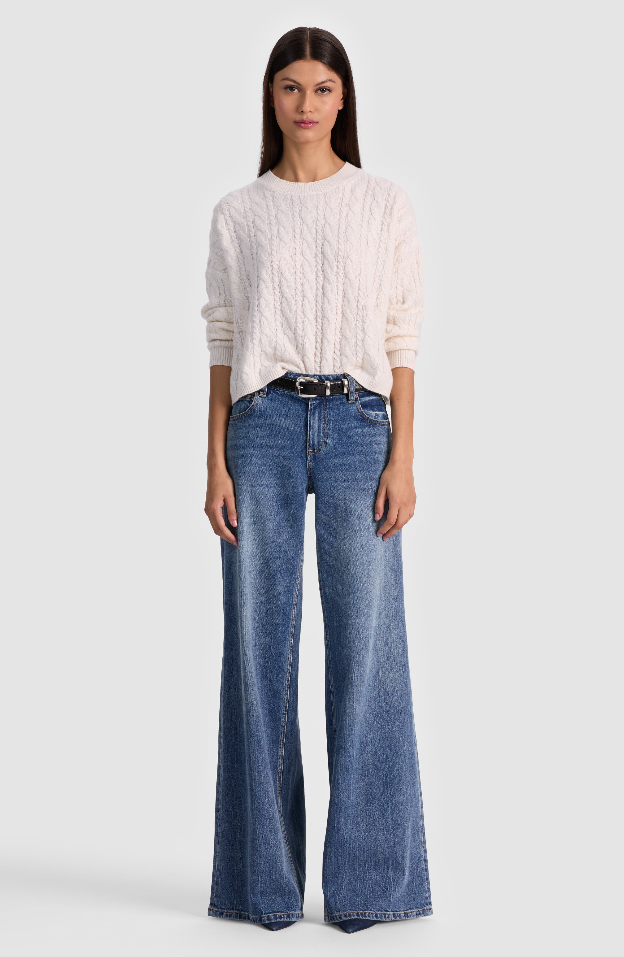 Alice + Olivia Chic Wide Leg Jeans in Brooklyn Blue at Nordstrom - 3