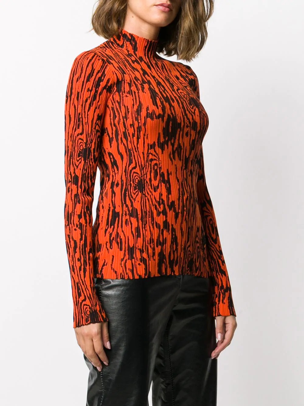 wood print ribbed top - 3