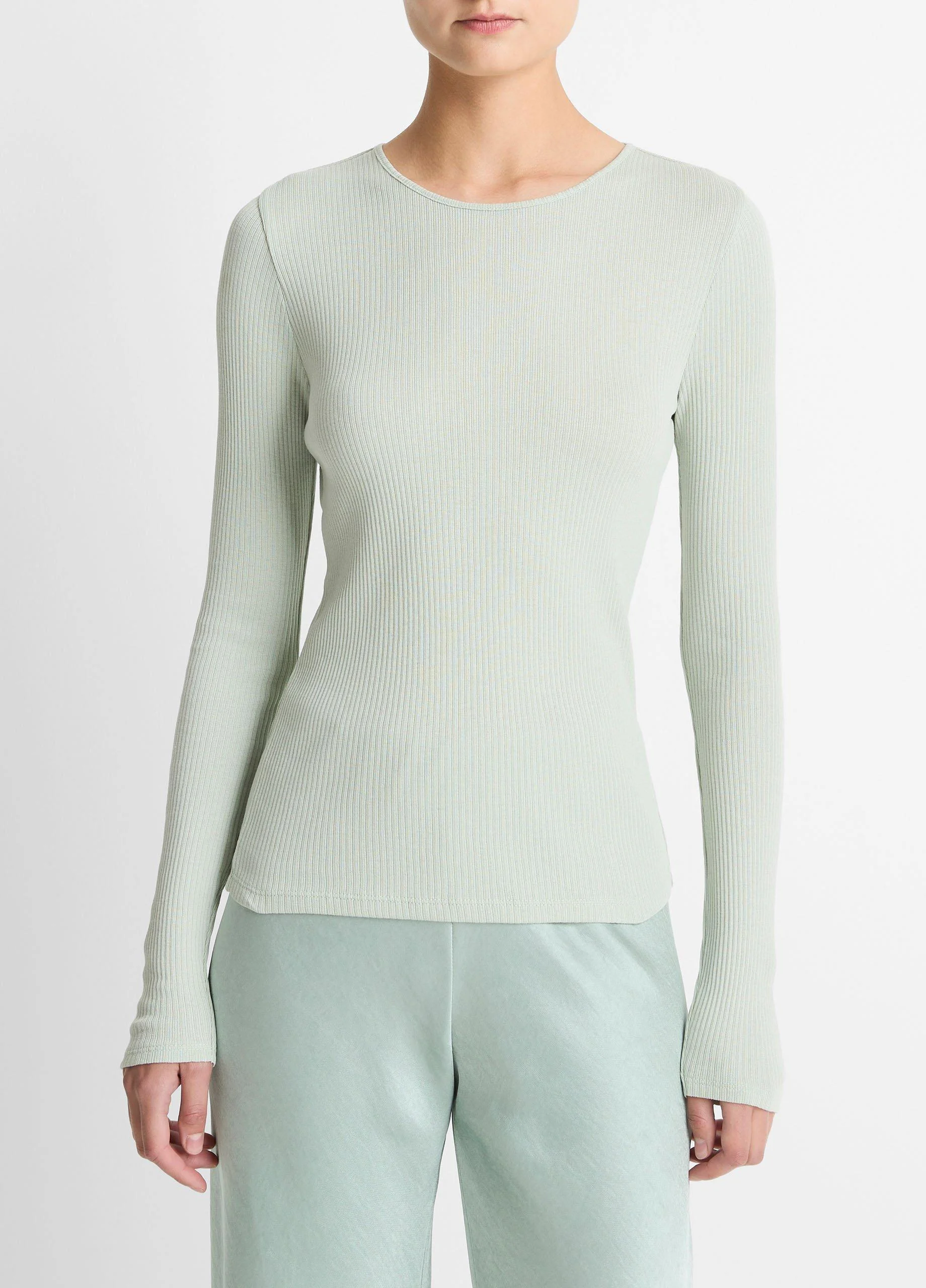 Ribbed Pima Cotton Long-Sleeve T-Shirt - 1