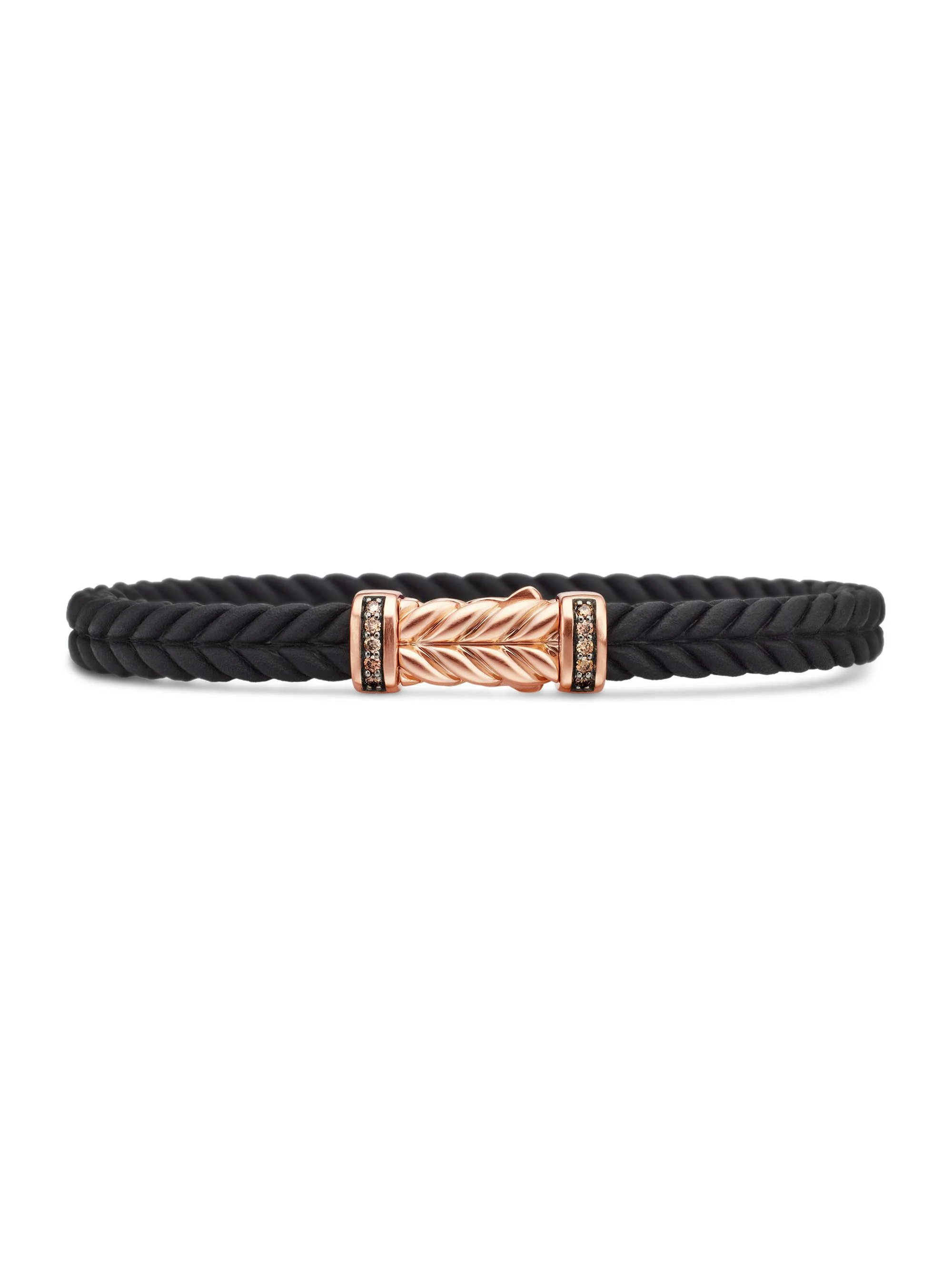 Men's Chevron Bracelet in Rubber - Cognac Diamond - 1