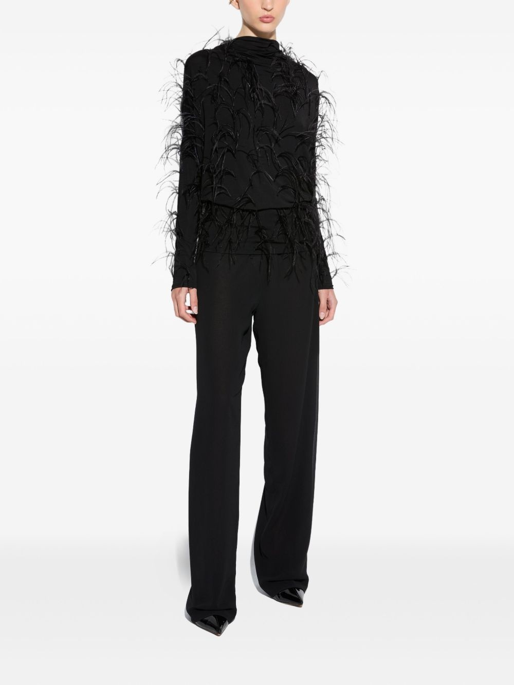 feather-detail blouse - 2