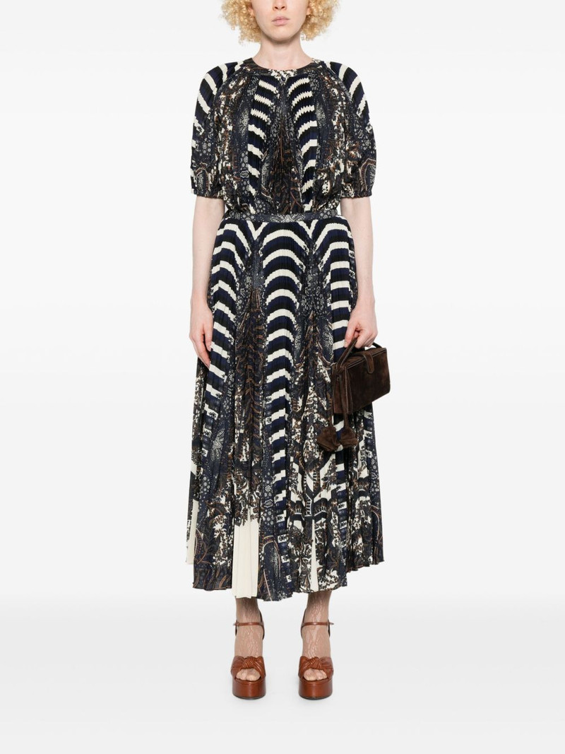 ULLA JOHNSON paisley-striped pleated skirt outlook