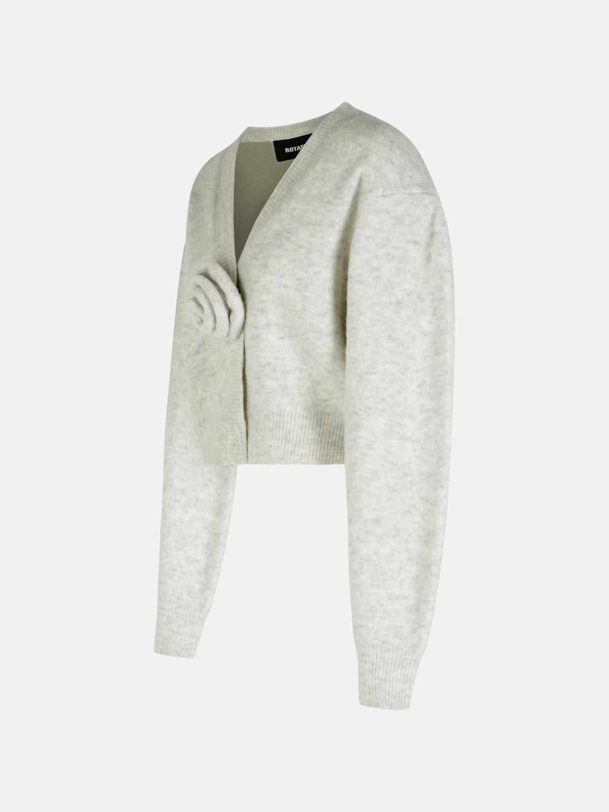 LIGHT GREY ALPACA BLEND CARDIGAN - 2