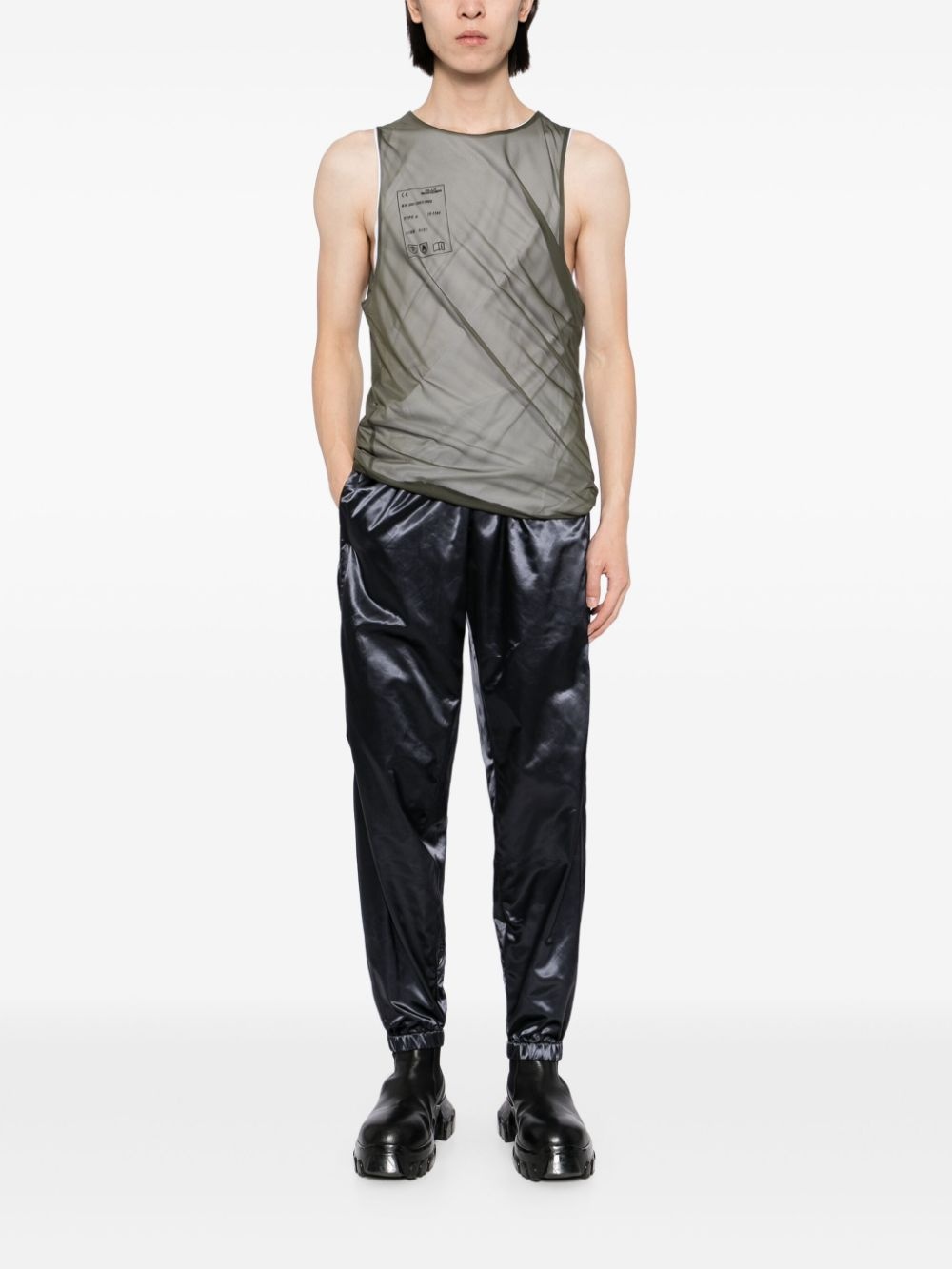 wet look split pants - 2