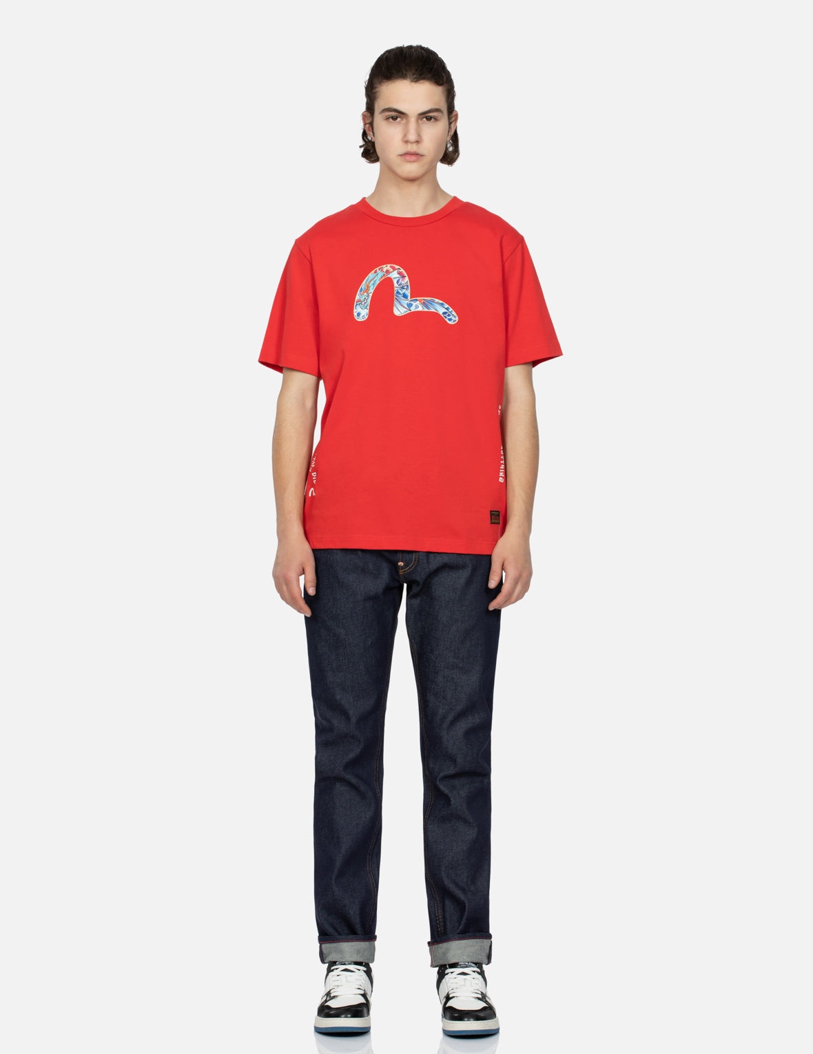 Brocade Kamon and Seagull Embroidery Slim-Fit Jeans #2010 - 6