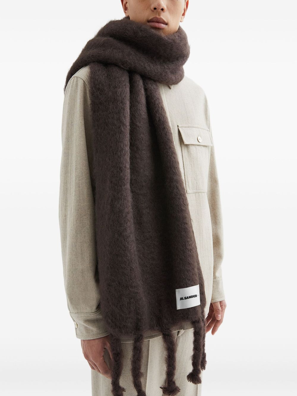 Jil Sander Men Plain Scarf With Jill Sander Label - 3
