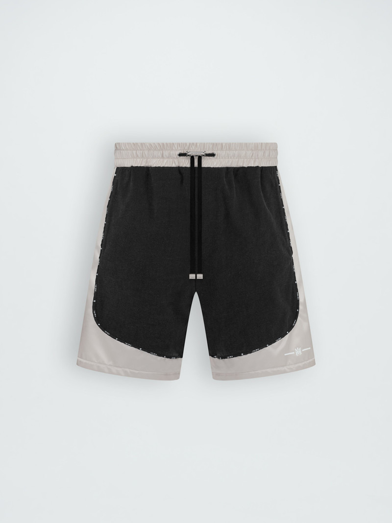 SATIN/DENIM BLOCK SHORT 1