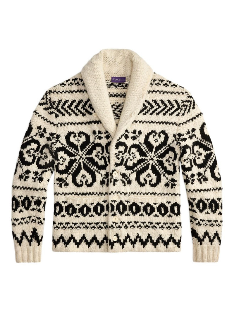 shawl-collar jacquard cardigan 1