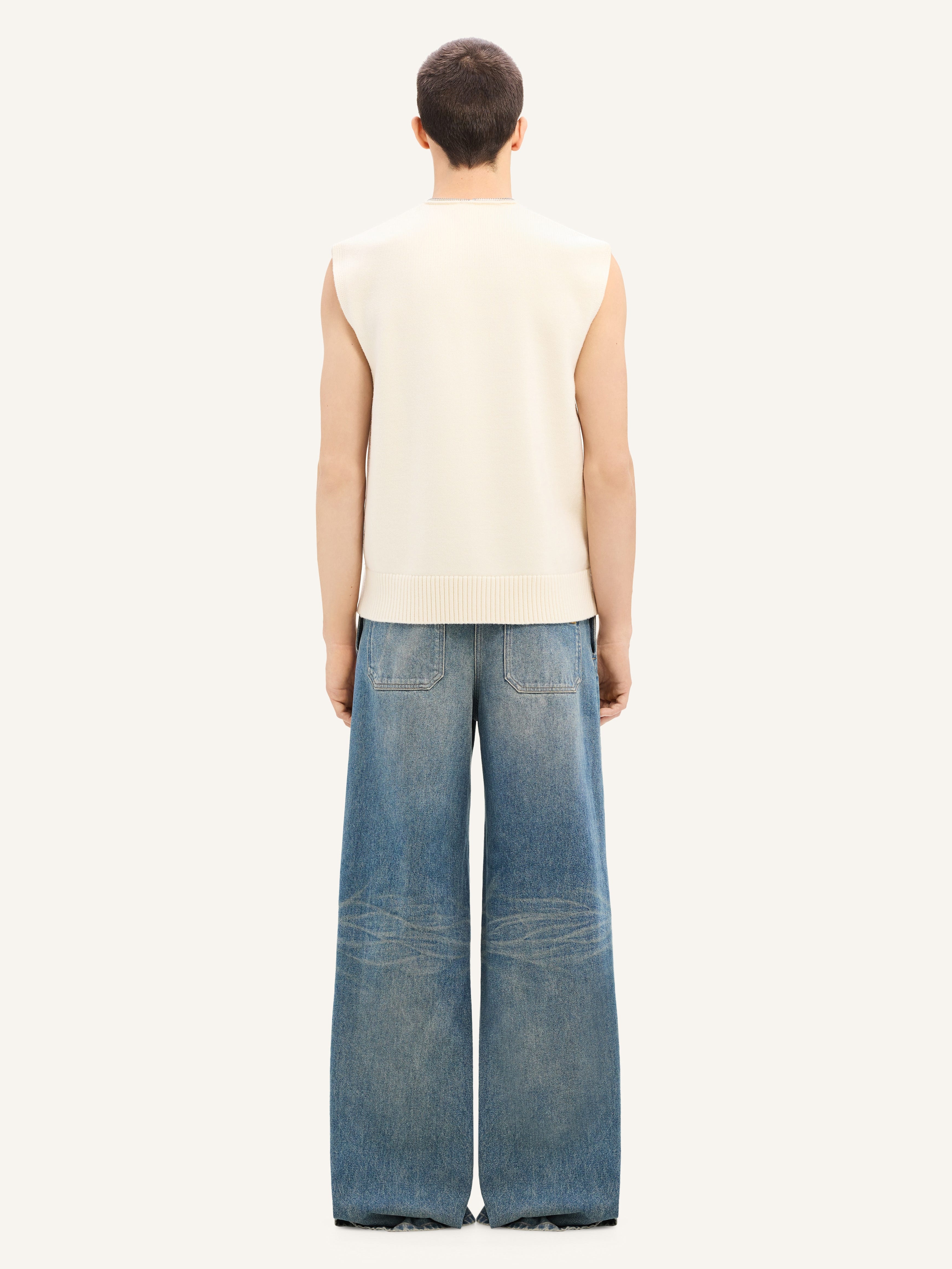 ZIPPED V-NECK WOOL SWEATER - 4