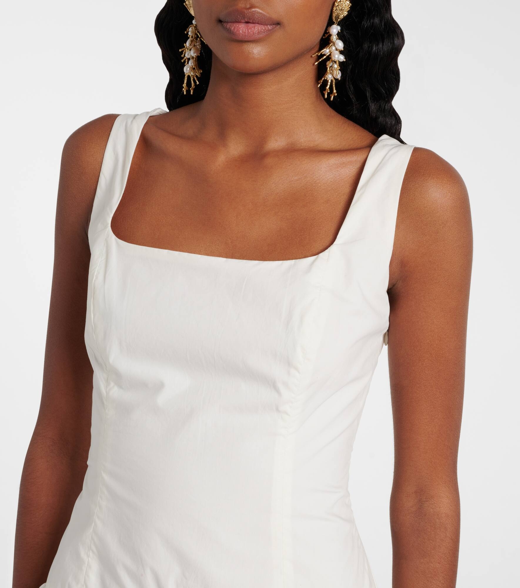 Gathered cotton poplin minidress - 4