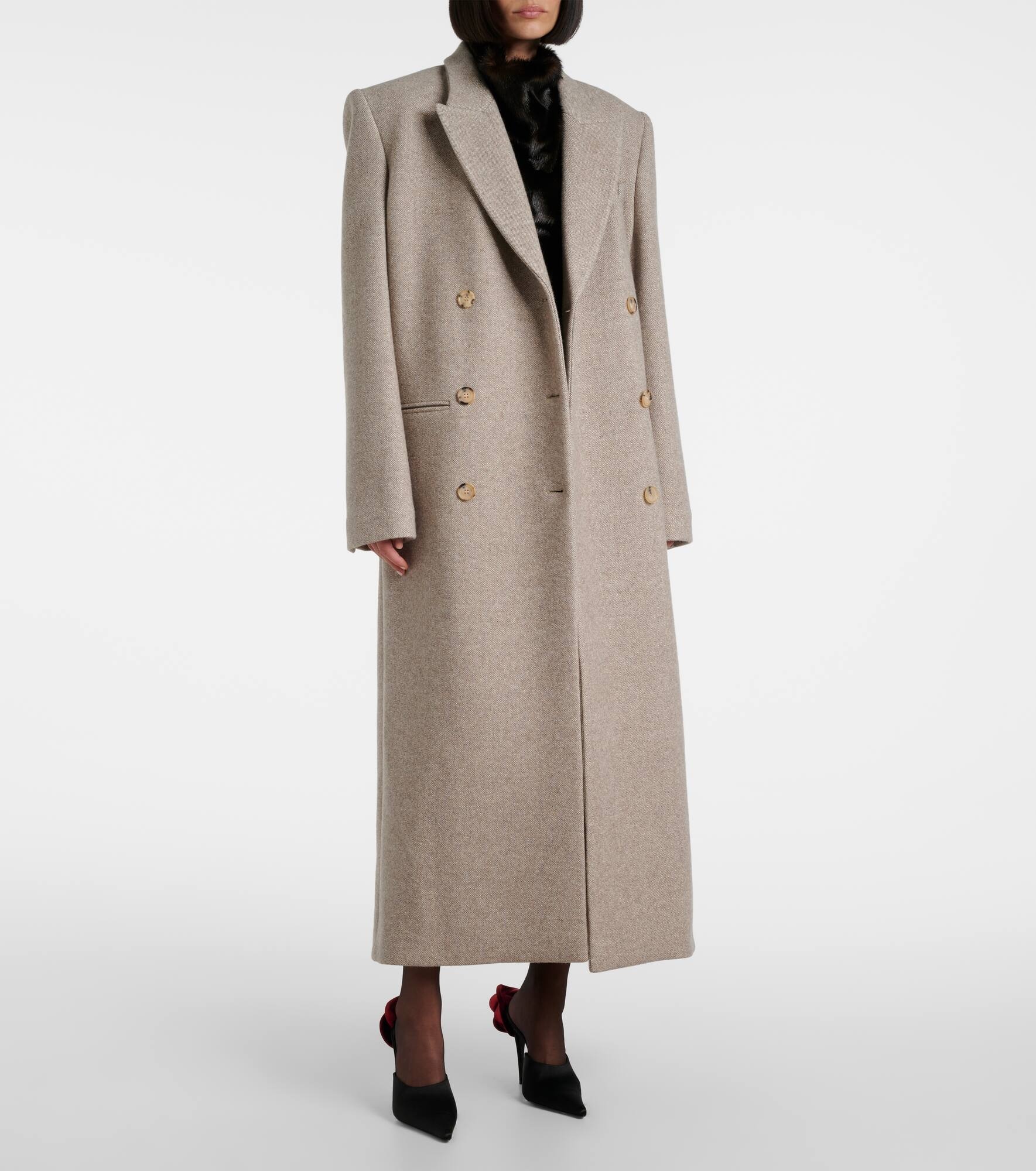 Double-breasted wool-blend coat - 6