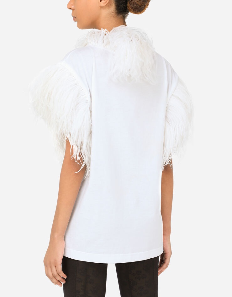 Jersey T-shirt with feathers - 5