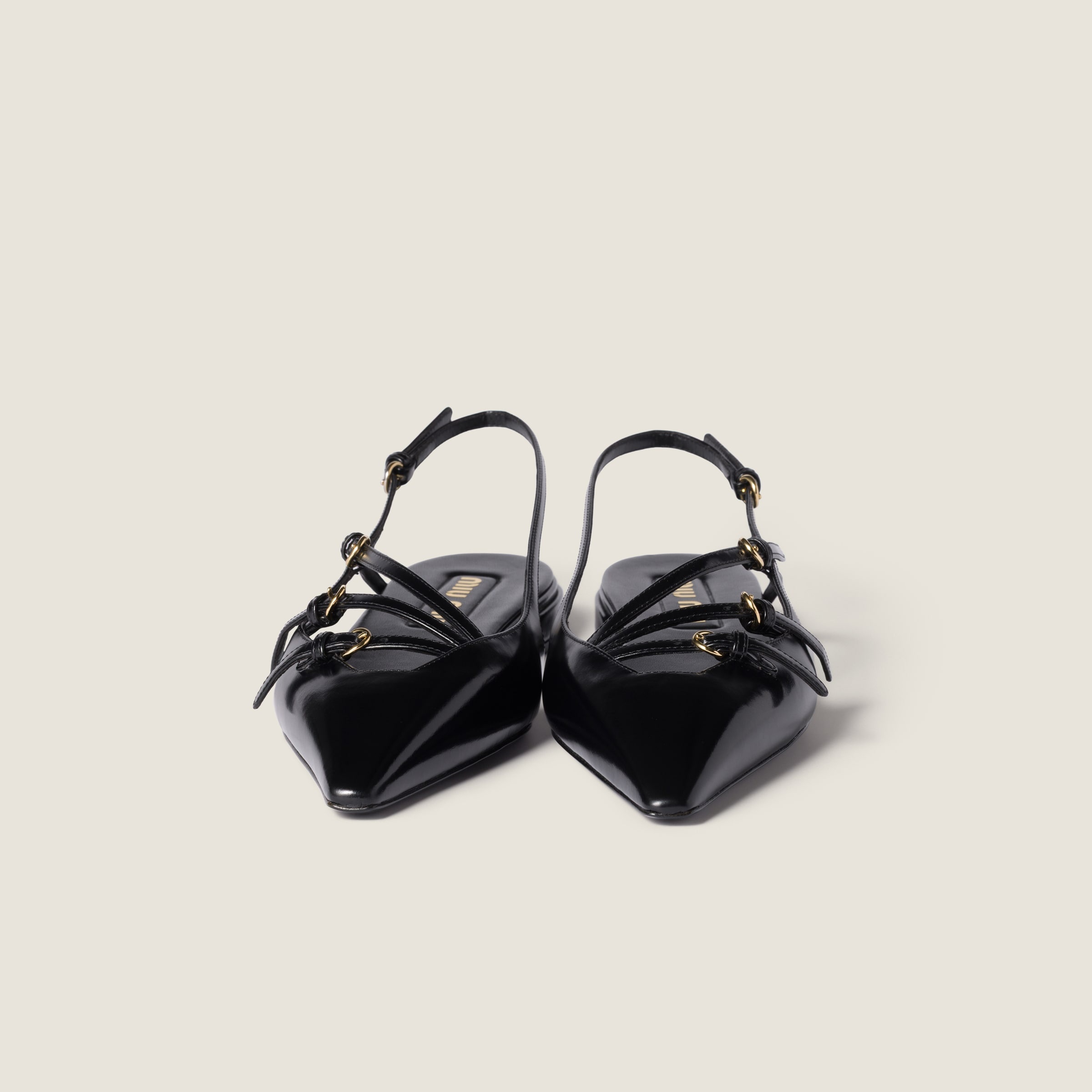 Leather slingback ballerinas with buckles - 4