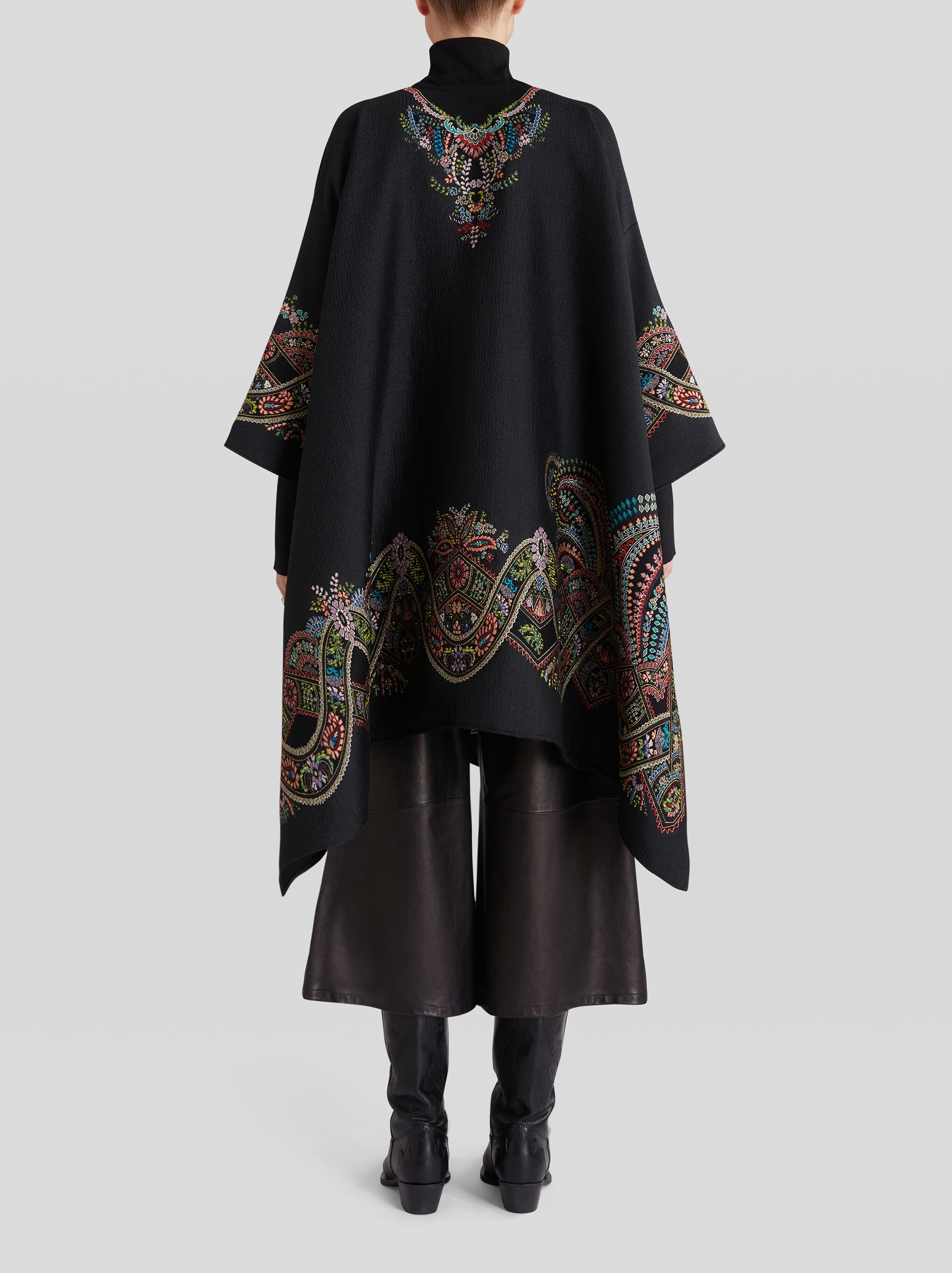 FLORAL PAISLEY JACQUARD CAPE - 4