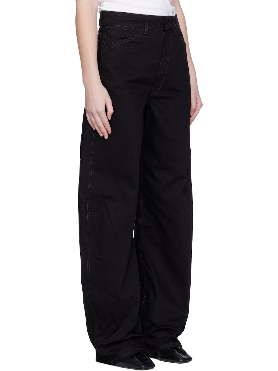 Black High Waisted Curved Jeans - 2