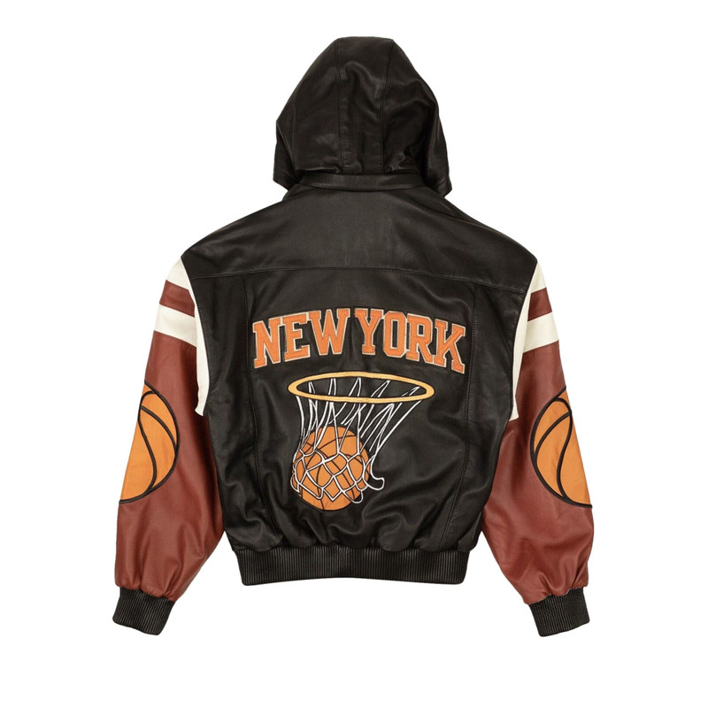 Just Don Just Don New York Basketball Leather Jacket 'Black' outlook
