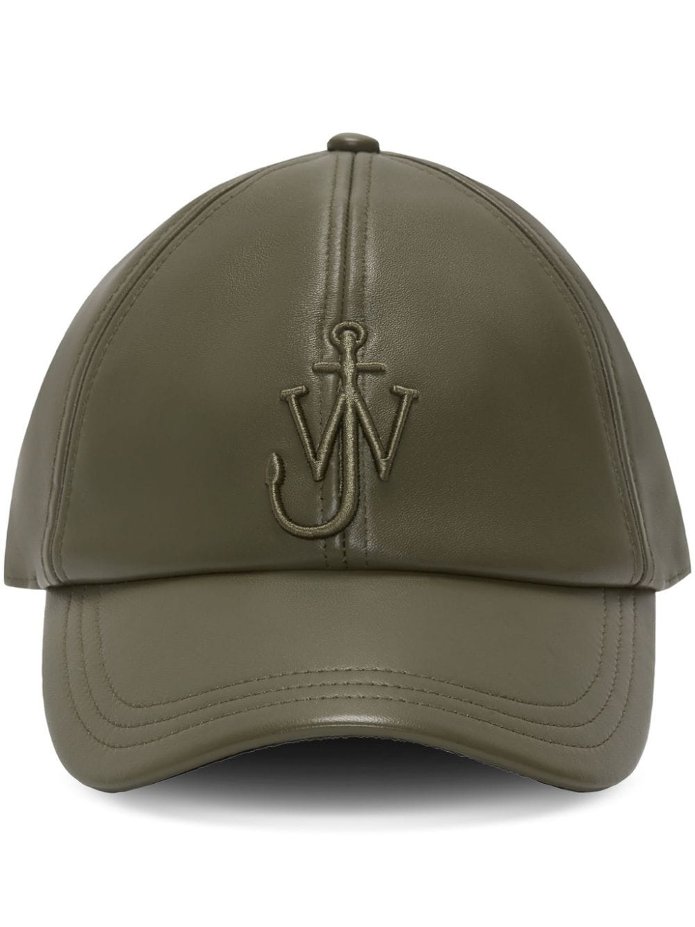 logo-embroidered leather cap - 1