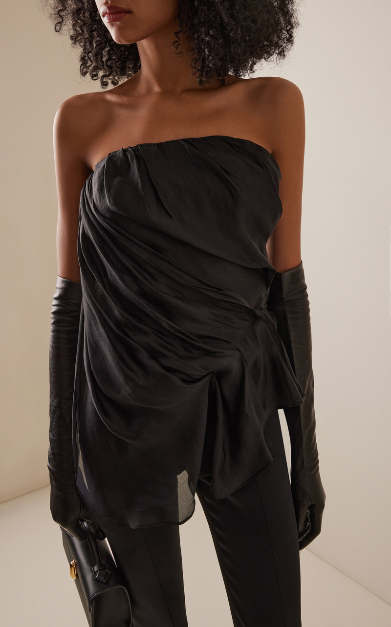 The Garment Gilian Draped Chiffon Bustier Top black outlook