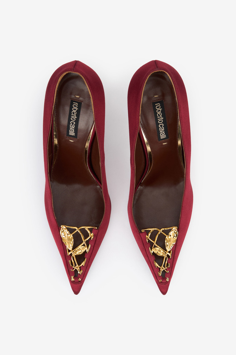 Burgundy Pumps With Leaf Insert 5