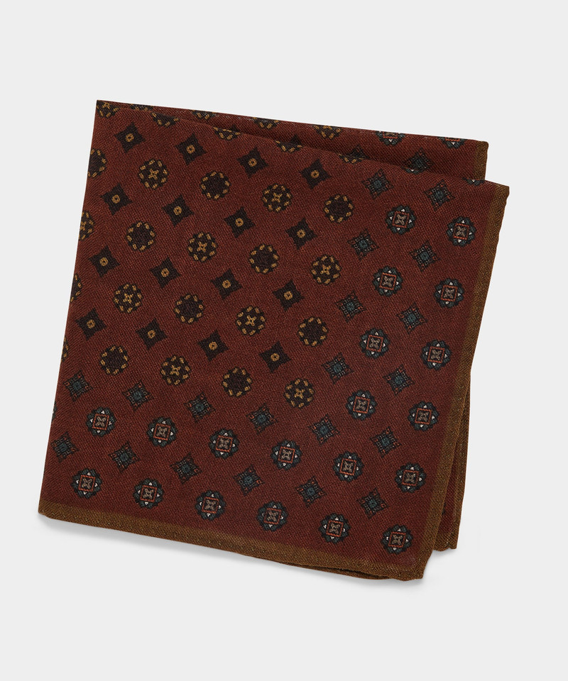 Italian Wool Medallion Pocket Square 1